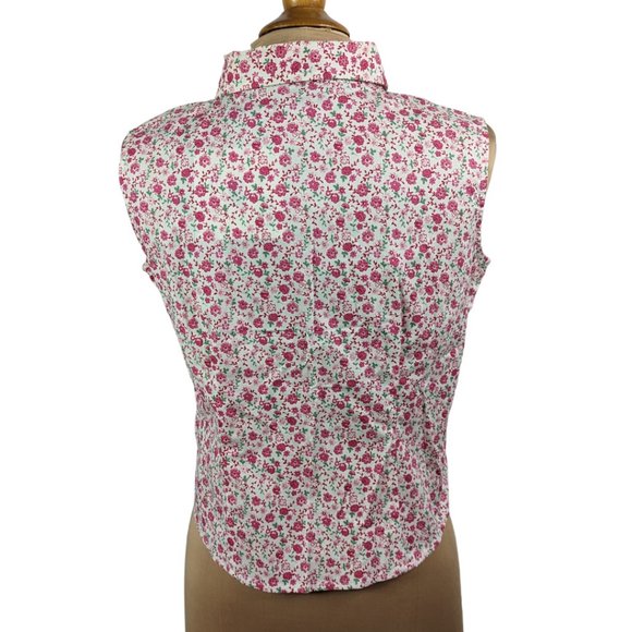 NO BOUNDARIES STRETCH Double Zipper Cotton Sleeveless Top White Pink Junior Med - Picture 12 of 13